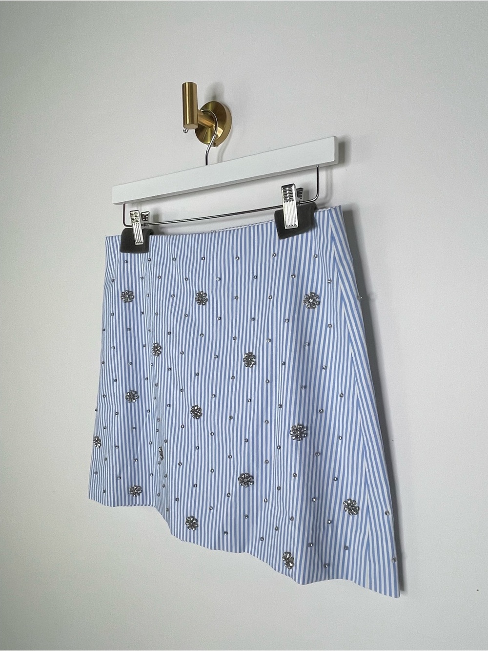 Feminine | J Crew Collection Embellished Pinstripe Mini | Crystal Rhinestone NWT - Picture 7 of 13